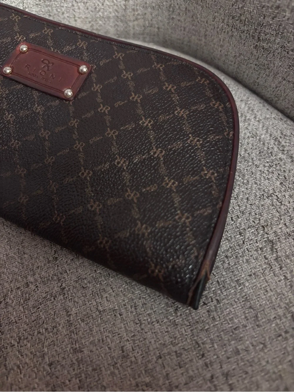 Rioni Dark Brown Monogram wristlet Bag